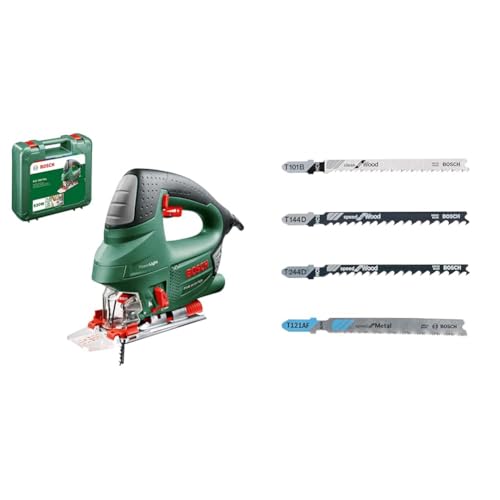 Bosch Home and Garden Stichsäge PST 900 PEL (620W, Hubzahl bei Leerlauf 500 bis 3100 U/min) + Professional 40tlg. Stichsägeblatt-Set Wood and Metal (für Holz und Metall, Zubehör für Stichsägen)