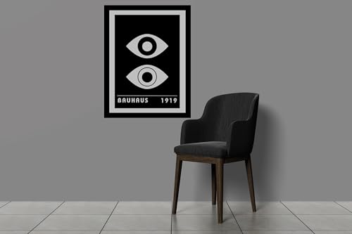 Image of BLINKART Vintage Bauhaus Retro Geometric Aesthetic Poster Gallery | Colorful Wrap Framed For Home Office Studio Living Room Modern Art Studio Decoration Abstract Shapes | (d96) | 13x10 Inch