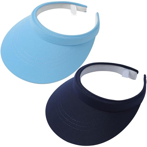 Image of 2 Pack Visor Women Men Sun Hat Clip On Visors Adjustable Sport Wide Brim Cap