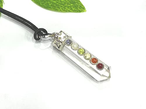 Chakra pendentif de point de crayon en quartz clair de roche taillé - 6