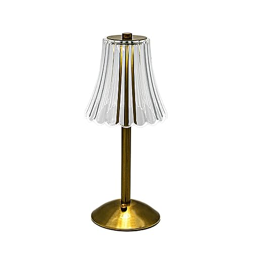 SRMAN 1 juego de lámpara de mesa decorativa de cristal LED de 3 niveles de brillo de metal + acrílico para restaurante y cafetería