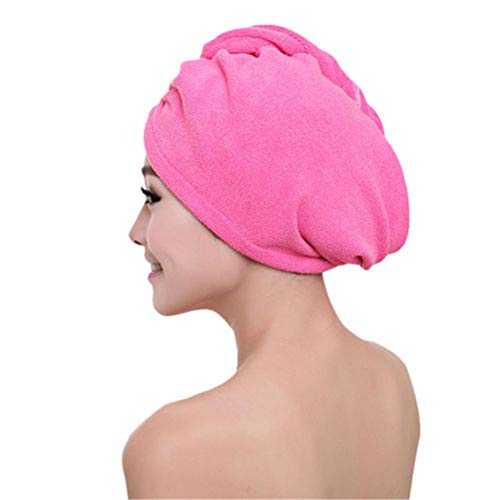 Discountstore145 Soft Microfiber Hair Drying Shower Cap Turban Bath Towel Head Wrap Hat For Women Rose Red #TOP4