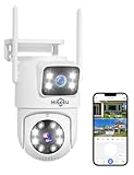 Hiseeu Wireless Security Camera Dual Lens Linkage 5G/2.4G WiFi Bluetooth PTZ Camera Outdoor IP66 Waterproof Motion Tracking Color Night Version No-Fees Wroks with Alexa/Wireless Camera System