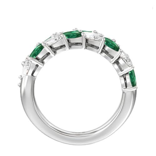 Women's Sterling Silver Marquise Green Emerald/Red Ruby/Blue Sapphire/Moissanite Ring Jewelry Handmade Vintage Engagement Ladies Promise Gift for Her3