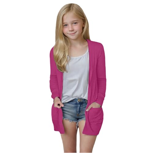 Girls Cardigan Lightweight Long Cardigans Oversized Casual Open Front Cute Sweater Soft Kids Outwear Coat 7-14 Years