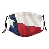Texas State Flag Face Mask Washable Reusable Adults Breathable with 2 Filters Black