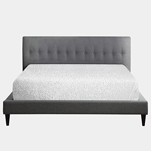 Easy Care Plain King Size Bed Sheets, 100% Polyester Teddy Fitted Sheet, Thermal Warm Fleece Bottom Sheet, Silver