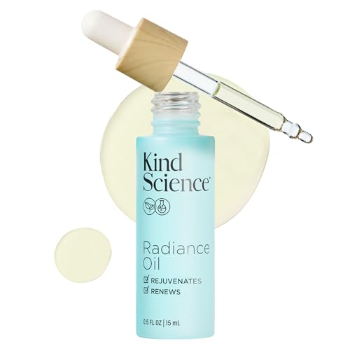 Kind Science Radiance Face Oil - Hydrating with Vitamin E, C & A, Bakuchiol, Jojoba & Moringa Oil - Anti Aging to Give Skin a Fresh, Dewy Look - Vegan, Paraben Free, Cruelty Free, 0.5 fl oz