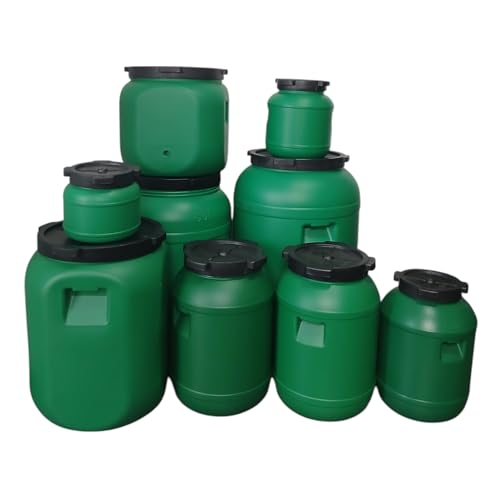 F & R Regentonne mit Deckel 60 Liter aus HDPE I Futtertonne Pferd I Wassertank Fass Tonne mit Deckel I Regenfass für Garten I Regenwassertonne I Wassertonne I Gärfass I Regenwassertank