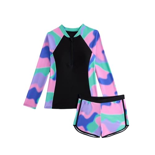 Rash guard fille manches longues anti-UV 50+ avec short de bain