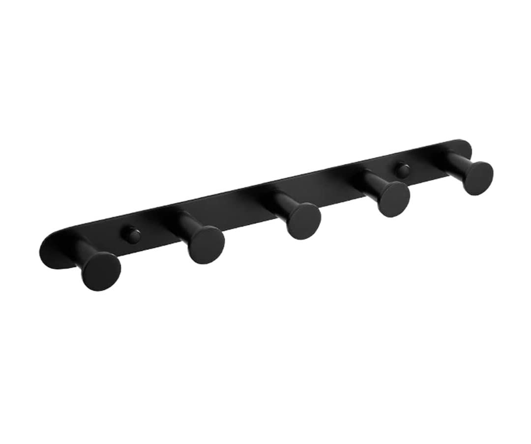 tea towel holders, 304 Stainless Steel Towels Hook Bathroom Towel Rack Living Room Wall-mounted Coat(Black,5 hooks)