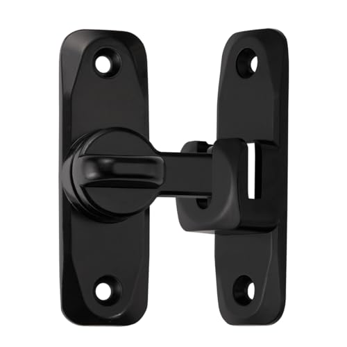Image of INIRET Barn Door Latches,Black 90 /180 Degree Gate Lock,Zinc Alloy Right Angle Door Lock Latch,Flip Gate Latches Hardware,Door Security Sliding Door Latch Lock fo Cabinets,Bathroom,Barn Door