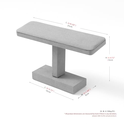 Microfiber T-bar Bracelet Watch Stand Jewelry Bracelet Watch Holder Necklace Bangle Organizer Holder Jewelry Stand,Solid Wood Interior(Grey)