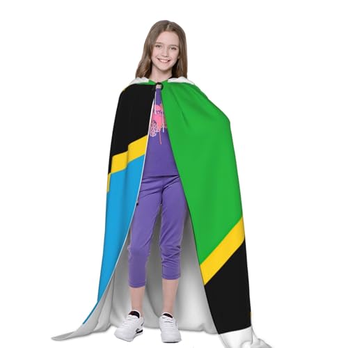 Cape à capuche drapeau Tanzanie longue pour Halloween sans effort