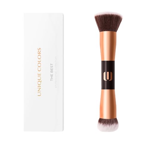 Abruga Face Foundation Brush, 2in1 Double Ended Makeup Brushes, Blush Brush, Loose Powder Brush for Blending Liquid Powder, Concealer Cream Cosmetics Makeup Tools (RoseGold)