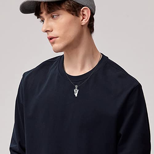 Conbo Arrow Necklace For Men 925 Sterling Silver Arrowhead Snake Pendant Necklace Cool Necklaces Arrow Rock Hip Hop Jewelry Birthday Father's Day Gift For Women Girls Teen #TOP3