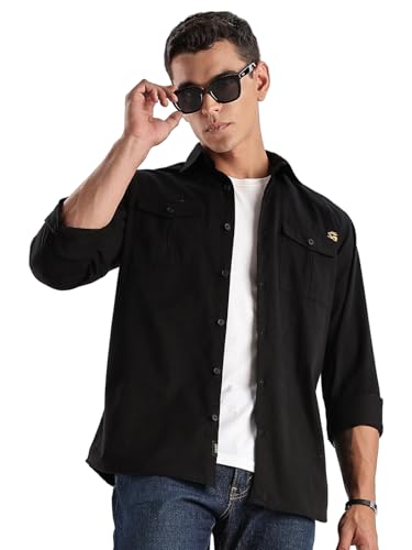 Image of Adro Cargo Shirt for Men with Double Pocket | 100% Cotton | Full Sleeve | Regular Fit