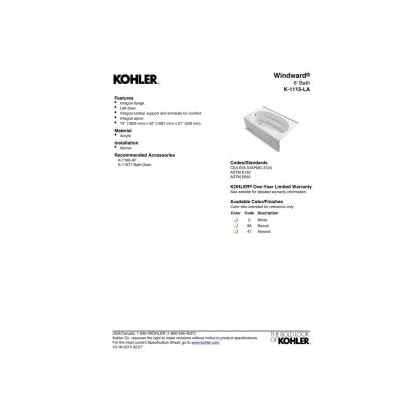 KOHLER K-1115-LA-0 Windward Badewanne mit integrierter Schürze, weiß – Bild 4
