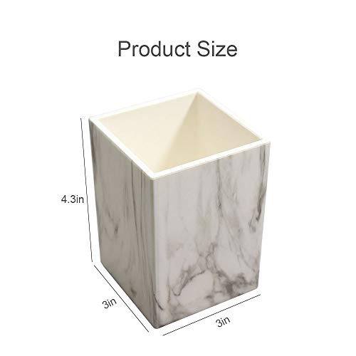 Multibey Marble Texture Pen Holder Pencil Cup Pot Makeup Toothbrush Vase Holder For Desk Office Pens Organizer White (Marble White, 3"X3"X4.3"Inch) #TOP1