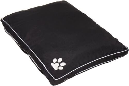 L S U Waterproof Dog Bed Removable Zipped Cover Washable Cushion - Paw Print (Black Cushion Cover + inner pad)