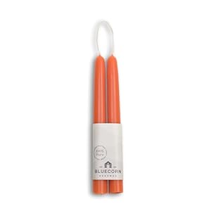 Bluecorn 100% Pure Beeswax Taper Candles | Natural Beeswax, Apricot Orange Unscented Tapered | Soy, Paraffin & Fragrance Free | 8 Inch, Pair – Two Candlesticks