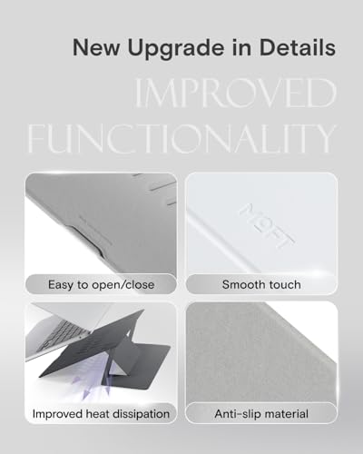 Image of MOFT Invisible Laptop Stand for Desk, Stick-Free Tablet and Computer Stand with Dual-Angle, Foldable&Portable Laptop Riser Holder, Fits 13 inch+ Tablets & 15 inch+ Laptops, Misty Cove (Non-Adhesive Version)