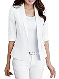 Short Sleeve Blazers for Women 3/4 Sleeve White Lightweight Business Casual Womens Petite Fitted Light Jacketswork Office Women's Blazers & Suit Jackets