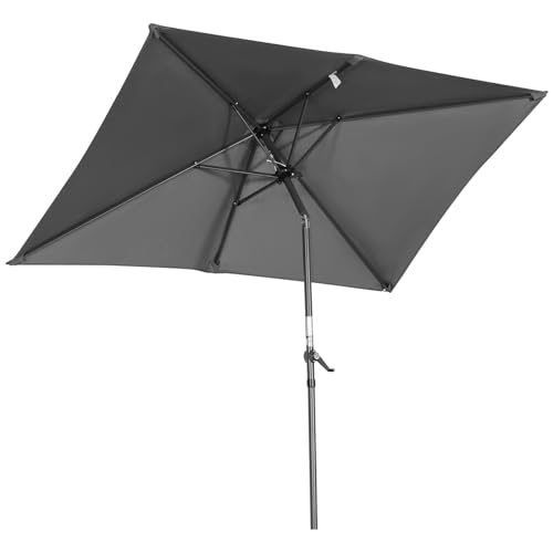 Angel Living 2.1x1.4M Sombrilla Parasol de Acero y Poliéster, Parasol Inclinado con Manivela, Mástil Acero 38mm (Gris)
