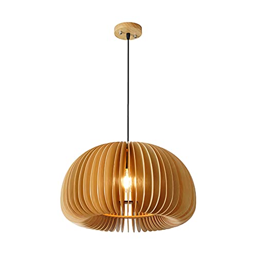 SDFDSSR Pendentif Lihgts Suspension en Bois Lampe À Suspension en Bois Lampe À Suspension en Bois Naturel E27 Éclairage À LED pour Salon Cuisine Tissé À La Main en Rotin Dôme Luminaire