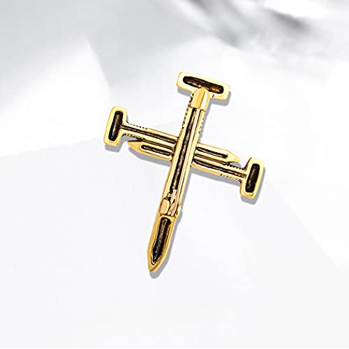 Image of Premium Colorful Crystal Cross Nail Brooch Enamel Rhinestone Screw Cross Brooch Handmade Lapel Pin Trendy Badge Clothes Hat Bag Decoration Accessories for Men and Women