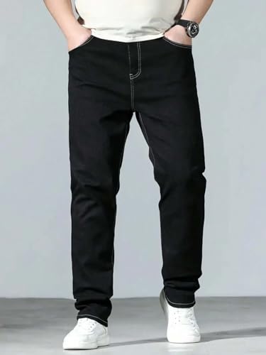 Image of KOTTY Mens Solid|Mid Rise| Coin Pocket|Button|Ankle Length|Loose Fit|5 Pocket Jeans for Mens
