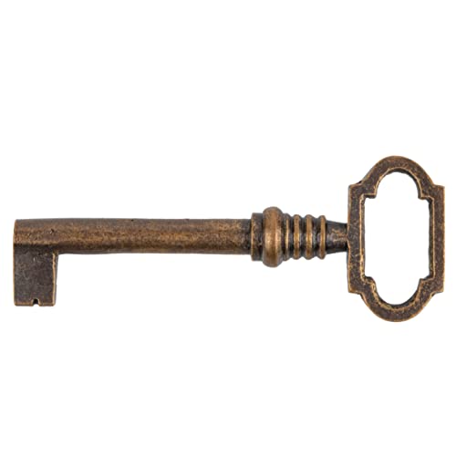Antique Copper Skeleton Key for Cabinet, Grandfather Clock Doors, Dresser Drawers - Hollow Barrel Key Replacement - Antique Skeleton Keys for Furniture | SK30-BAC