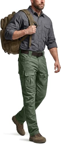Image of CQR Men's Flex Ripstop Tactical Pants, Water Resistant Stretch Cargo Pants, Lightweight EDC Hiking Work Pants