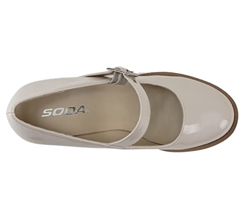 Image of Soda inchEviana inch ~ Women Mary Jane Round Toe Mid Chunky Block Heel Lug Sole Pump with Adjustable Strap