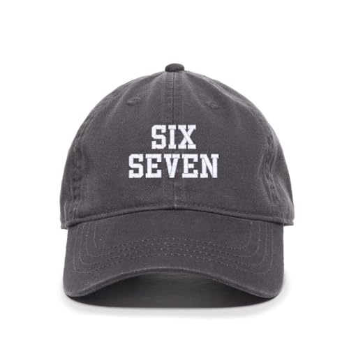 Tech Design Six Seven 67 Meme Funny Embroidered Baseball Cap Cotton Adjustable Dad Hat Charcoal