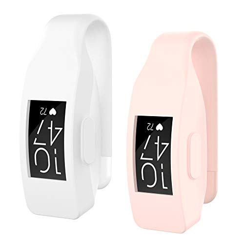 aczer-Y Fitbit Inspire HR Sport Band Clip Holder Replacement, 10 Color Soft Silicone TPU Protective Cover Case Poket Clip for Fitbit Inspire HR Smartwatch Shock-Proof (White+Nude)