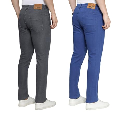 Image of DAIS Men's Stretchable Slim Fit Mid Rise Jeans, Pack of 2, (Combo of 2 Jeans)