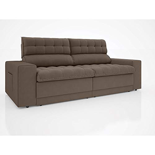 Sofá Omega Retrátil e Reclinável Velosuede Marrom 2,30m (l)