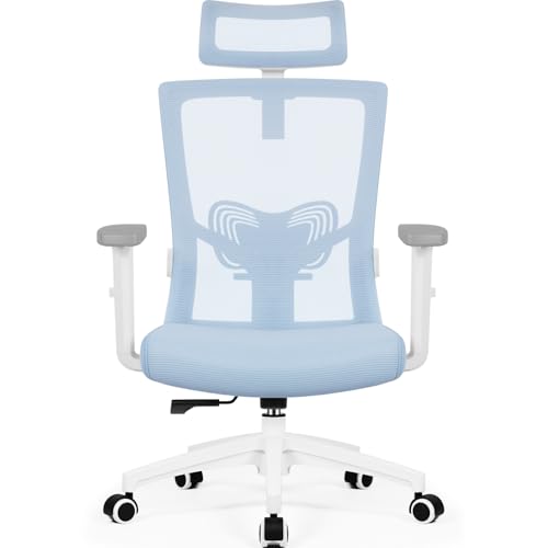 Daccormax Bürostuhl Ergonomisch mit Einstellbarer Kopfstütze, Weiche Lendenwirbelstütze und Klappbaren Armlehnen… – Ansicht 1