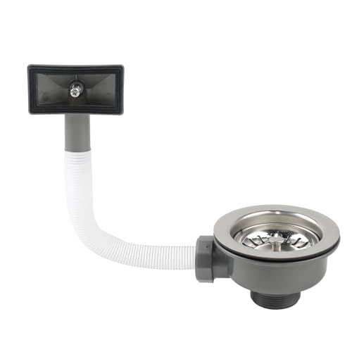 BDHYYM Desagüe para fregadero, sifón de 114 mm, fregadero de cocina con rebosadero, cesta colador para fregadero, adecuado para la filtración del fregadero de cocina