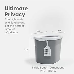 IRIS USA Cat Litter Box, Large Top Entry with Litter Catching Lid and Scoop, Dog Proof, Enclosed Cat Litter Box, Gray/White IRIS USA Cat Litter Box Large Top Entry with Litter Catching Lid and Scoop Dog Proof Enclosed Cat Litter Box GrayWhite
