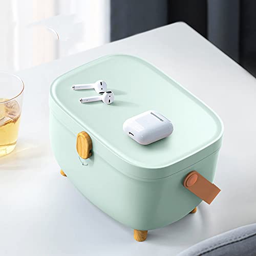 Image of Medicine Storage Box, Plastic Oval Double Layers Multi Grid Large Capacity Medical Box Organizer with 360 Degree Rotation Lock for Home Dorm (Green)