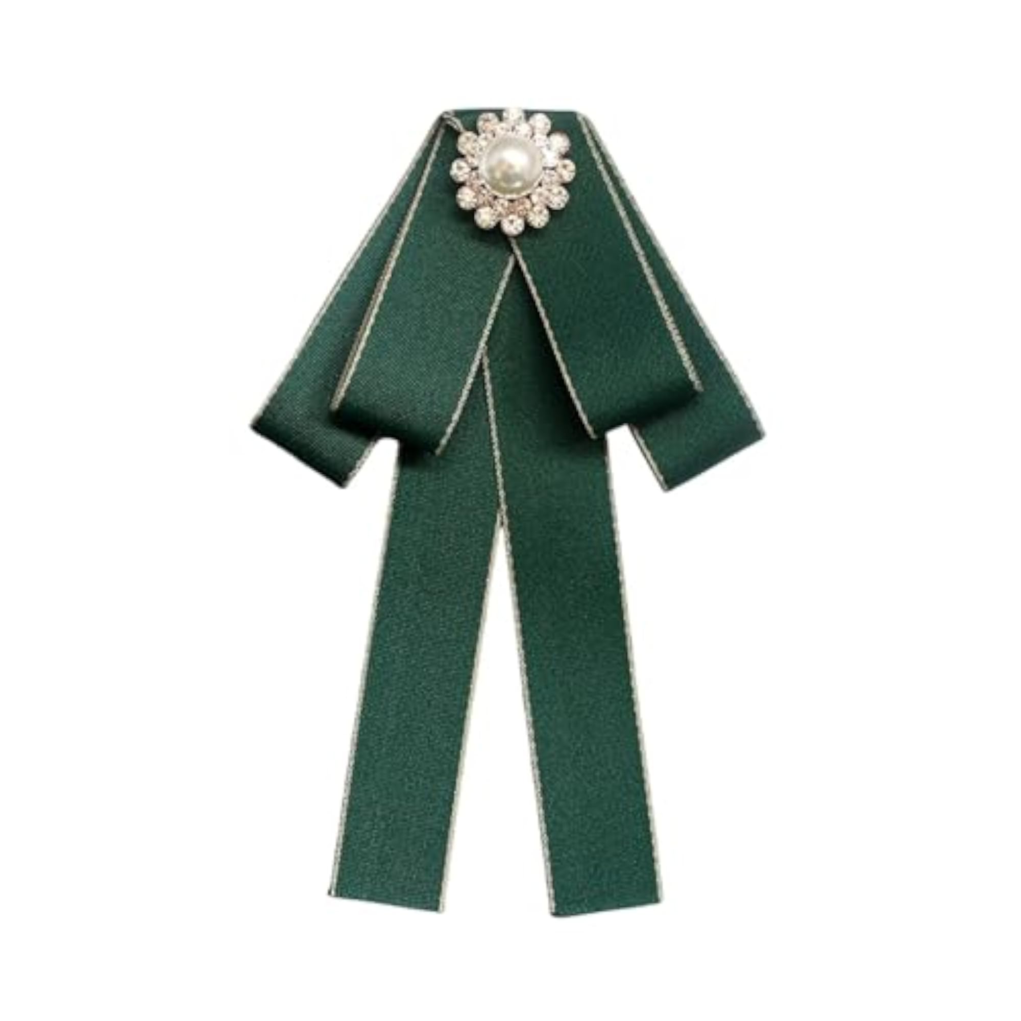 Elegant Green Ribbon Bow Tie Brooch for Women, Gift
