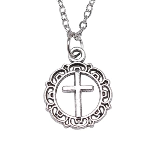 Collier en croix argent 19x16mm avec chaîne courte discrète pour pendentif religieux minimaliste