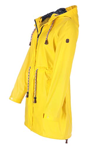 FRIESEN Friesennerz Damen Regenjacke 'Oh! Nass'is!' II mit Innenfutter - Regenmantel Outdoorjacke Regenparka wasserdicht modisch tailliert in Gelb Größe 36/38