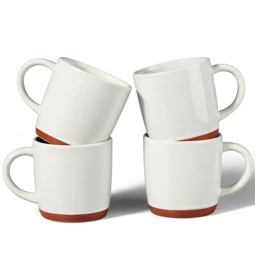 E-far Ceramic Coffee Mug Set of 4, 12oz Modern Coffee Cups, Speckled White