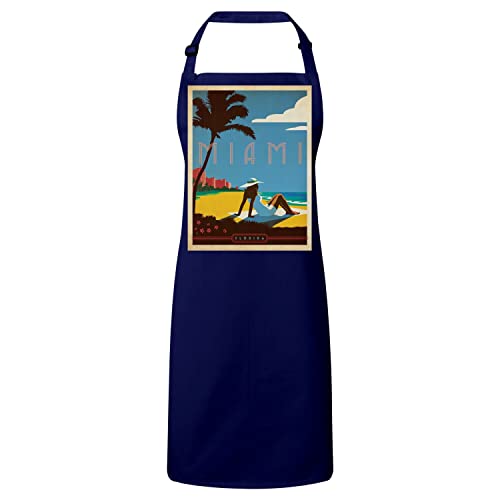 Tablier cuisine navy Miami Beach affiche vintage voyage art déco rétro