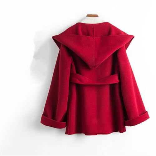 Fnfmrfmr Women Hooded Belt Woolen Coat Long Sleeve Casual Pockets Double Sided Mid-Length Outwear2