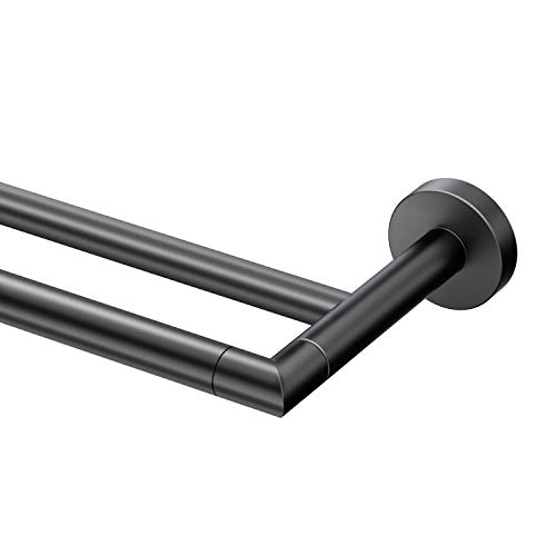 Image of Gatco 4634MX Glam Double Towel Bar, Matte Black, 24 Inch, Double Bar