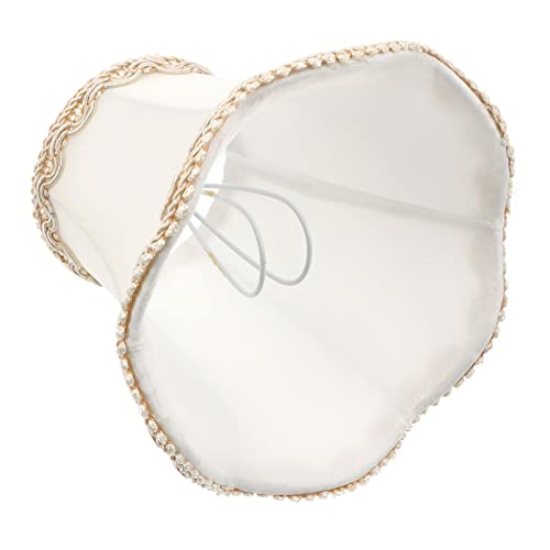 LALAFINA 1pc Bell Lamp Shade Cloth Lamp Shade European Style Fabric Lampshade Burlap Clip On Chandelier Lamp Shade for Home Hotel Bedroom, White,13x13x12cm